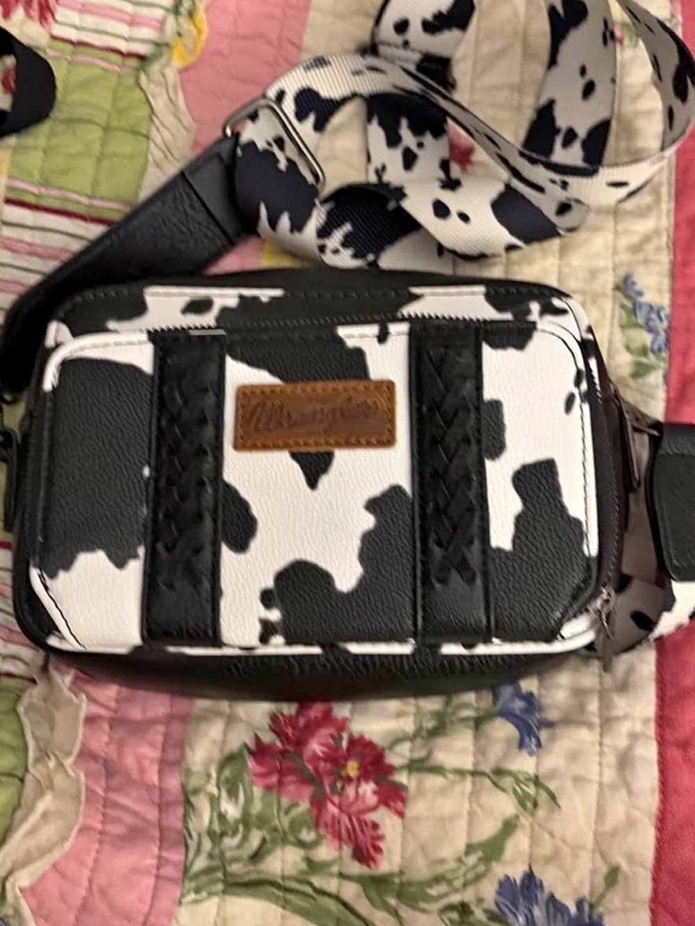 Wrangler Cow Print Crossbody Bag - Black & White